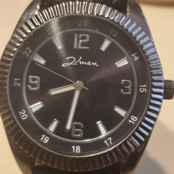 21men Black Leather Men's Watch - Picture 1 of 4